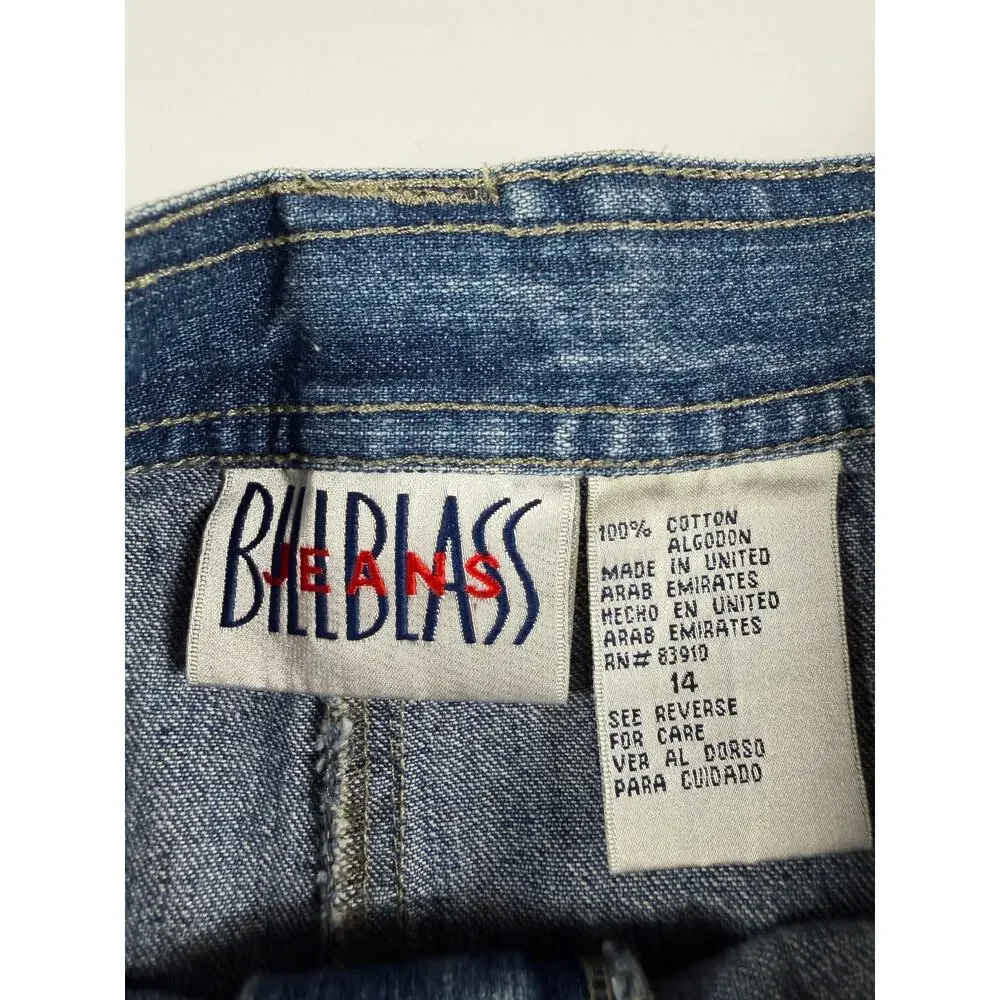 Vintage Bill Blass Jeans High Rise Pleated Denim Shorts Blue Size 14